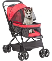 Slickblue Foldable Pet Stroller Wagon - With Storage Basket for Cats, Dogs, and Small Pets