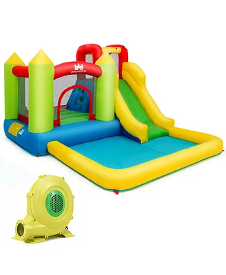 Gymax Outdoor Inflatable Bounce House Water Slide Climb Bouncer Pool - Multi