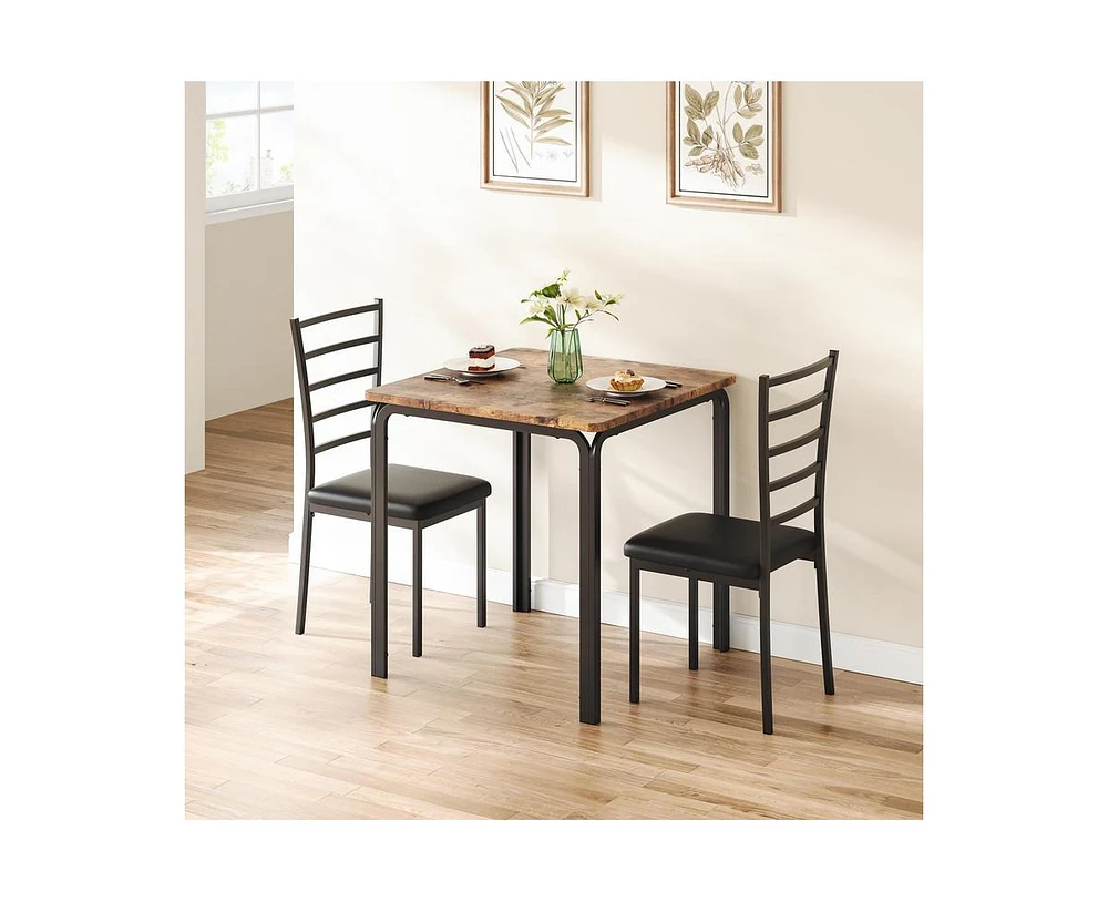 gaomon Dining Table Set for 2, 3 Piece Small and Chairs of Kitchen With Pu Cushion Chairs, Room Square