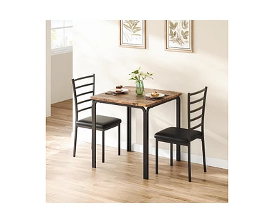gaomon Dining Table Set for 2, 3 Piece Small and Chairs of Kitchen With Pu Cushion Chairs, Room Square