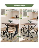 Slickblue Mid-Century Drop Leaf Dining Table Set Space-Saving Design for Compact Dining Areas