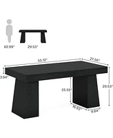 Tribesigns 55 Inches Executive Desk, Mid-Century Modern Home Office Desk with Double Trapezoid Base, Wood Computer Business Workstation Smal