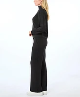 Cable & Gauge Women's Yummy Mock Neck Sweatshirt and Pant Matching Set