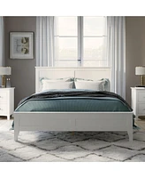 Slickblue Modern White Solid Wood Platform Bed