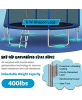 Gymax 14FT Outdoor Large Trampoline Safety Enclosure Net w/ Basketball