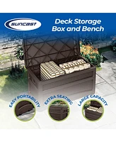 Suncast DBW7500 73 Gallon Outdoor Patio Storage Chest with Handles & Seat, Java