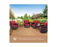 gaomon 3 Pieces Rattan Swivel Rocking Chair Outdoor, Patio Bistro Conversation Furniture Set