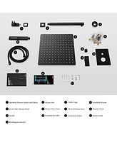 Slickblue Male Npt Bathtub Shower Faucet Set - Waterfall Tub Faucet with 12-Inch Rain Shower Head