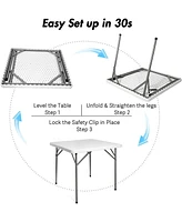 Slickblue Folding Card Table 2.8 ft. – Portable 34" Plastic Table with Collapsible Legs for Patio Use