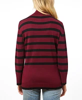 Cable & Gauge Women's Striped Turtle Neck Sweater