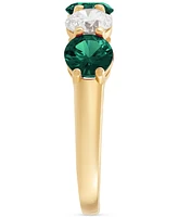 Grown With Love Lab Emerald (1-1/3 ct. t.w.) & Diamond (1 Five Stone Ring 14k Gold (Also Ruby Sa