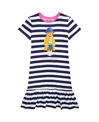 Polo Ralph Lauren Big Girls Striped Bear Cotton Jersey Dress