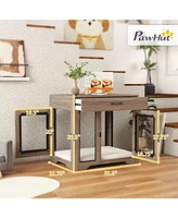 PawHut Dog Crate Furniture with Soft Water-Resist Cushion, Drawer,