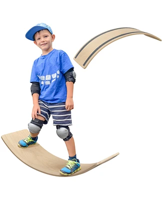 Qaba Balance Board Kids, 35 Inch Wooden Wobble Board for Children