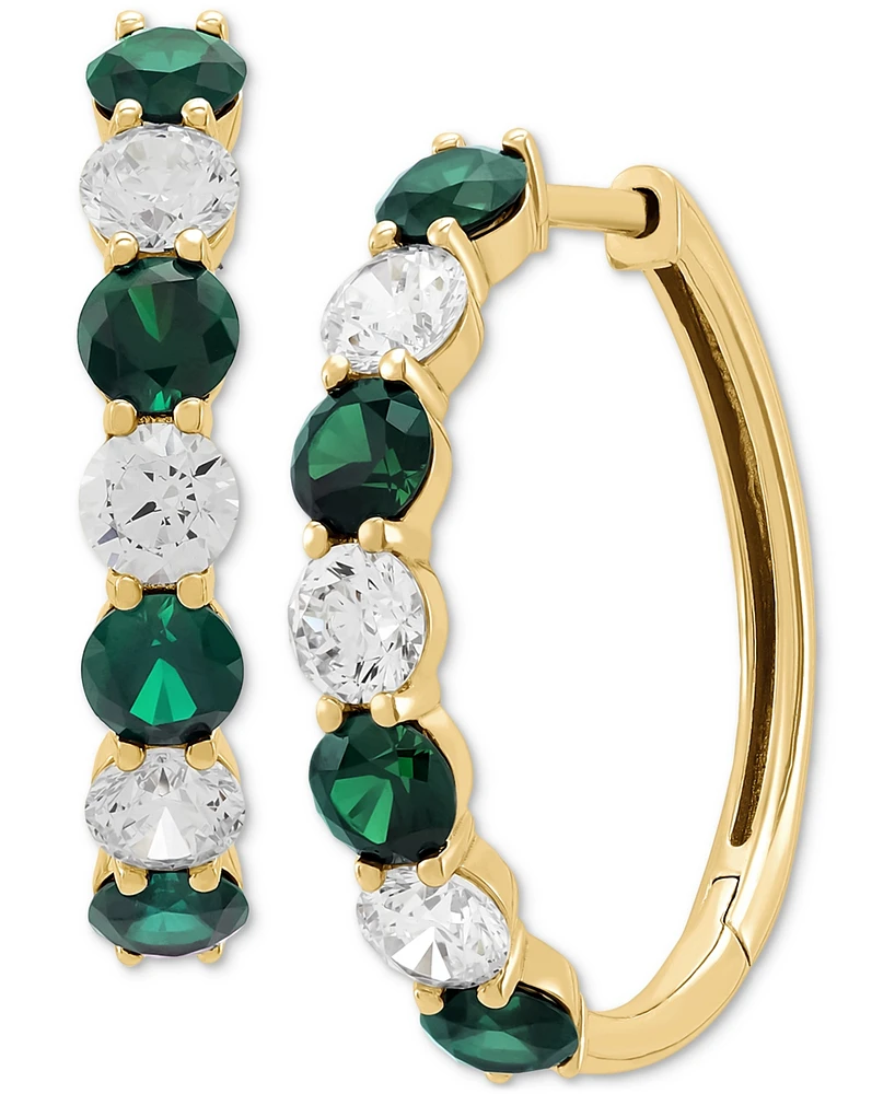 Grown With Love Lab Emerald (1-7/8 ct. t.w.) & Diamond (1-1/2 Small Hoop Earrings 14k Gold, 0.82" (Also Ruby