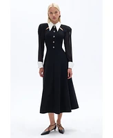 Nocturne Women's Tie Collar Midi Dress