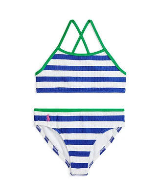 Polo Ralph Lauren Toddler and Little Girls Striped Swimsuit, 2-Piece Set