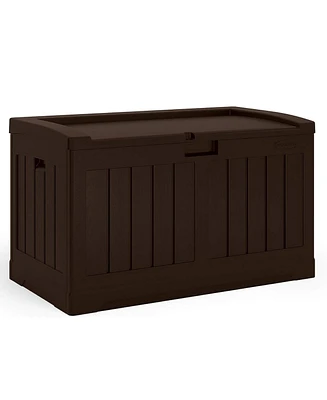 Suncast 50 Gallon Medium Capacity Resin Outdoor Storage Deck Box with Seat, Java