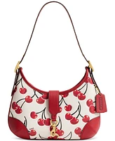 Coach Originals Cherry Print Leather Hamptons Hobo Bag