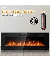 Sugift 50 Inch Recessed Ultra Thin Electric Fireplace with Timer