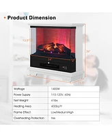 Sugift 27 Inch Freestanding Electric Fireplace with 3-Level Vivid Flame Thermostat