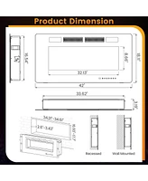Sugift 42 Inch Ultra-Thin Electric Fireplace with Decorative Crystals and Smart App Control