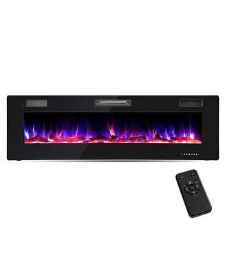 Sugift 60 Inches Ultra-thin Electric Fireplace with Remote Control and Timer Function