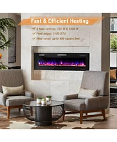 Sugift 60 Inches Ultra-thin Electric Fireplace with Remote Control and Timer Function