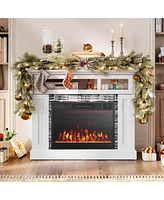 Skonyon 23 Inches 750W/1500W Electric Fireplace Heater with Alter Flame Color and Brightness