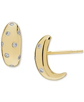 Macy's Lab Grown White Sapphire (1/4 ct. t.w.) Huggie Hoop Earrings in 14k Gold Over Sterling Silver