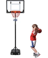 Slickblue Portable Basketball Hoop System Height Adjustable 5ft-6.8ft Backboard with Wheels for Kids Outdoor Play