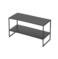 Slickblue Black Coffee Table with 2 Tiers – Simple Anti-Scratch Industrial Design for Living Room Use