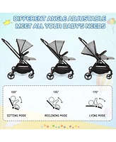 Slickblue Girls Convertible Bassinet to Stroller – 2-in-1 Carriage with Adjustable Footrest & Canopy