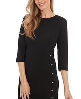 London Times Women's Button-Trim Sheath Dress