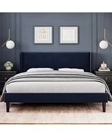 gaomon Queen Upholstered Bed Frame with Wingback Headboard