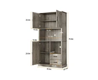 gaomon Modern Kitchen Pantry Cabinet with Microwave Stand, Tall Hutch Bar Cabinet with Drawers & Adjustable Shelves