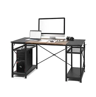 Functional 47.2" Computer Desk – Storage Shelves and Hooks for Organized Workspaces