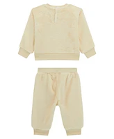 Guess Baby Girl Plush Velour Long Sleeve Top and Pant, 2-Piece Set