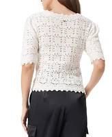 Sam Edelman Women's Robyn Pointelle-Stitch Short-Sleeve Sweater