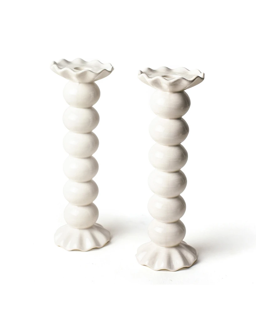 Coton Colors Signature Large Knobbed Candle Holder with Ruffle, Set of 2