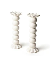 Coton Colors Signature Large Knobbed Candle Holder with Ruffle, Set of 2