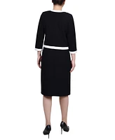 Ny Collection Petite Elbow Sleeve Colorblocked 2 Piece Dress Set
