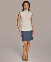 Donna Karan New York Women's Sleeveless Mock Neck Rib Knit Top