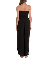 Elan Women's Cotton Strapless Split-Seam Jumpsuit