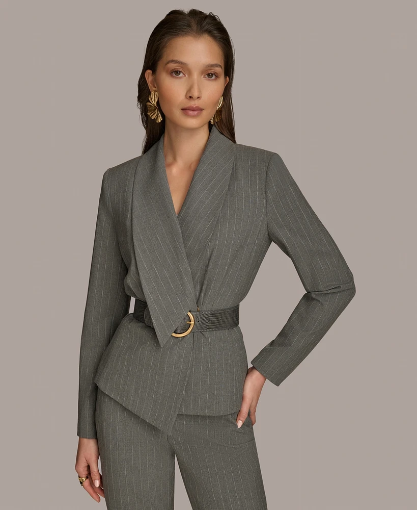 Donna Karan New York Women's Belted Pinstripe Jacket