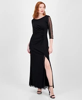 Sl Fashions Women's Long Beaded-Sleeve Glitter Dress