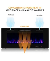 Skonyon 42 Inch Recessed Ultra Thin Electric Fireplace with Timer
