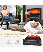 Skonyon 1400W Electric Fireplace Log Heater with Adjustable Flame Brightness-Black