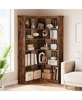 gaomon Corner Bookshelf 72.8in Farmhouse Bookcase Large
