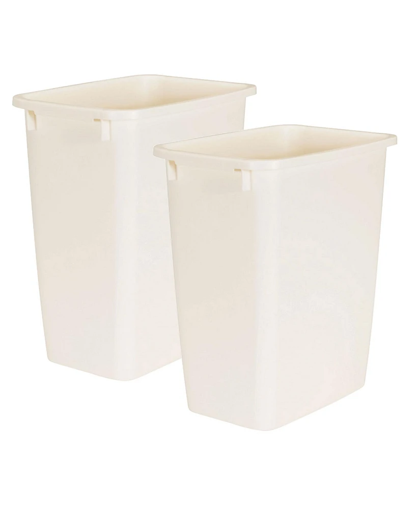 Rubbermaid 21 Quart Rectangular Kitchen Wastebasket Trash Can, Bisque (2 Pack)